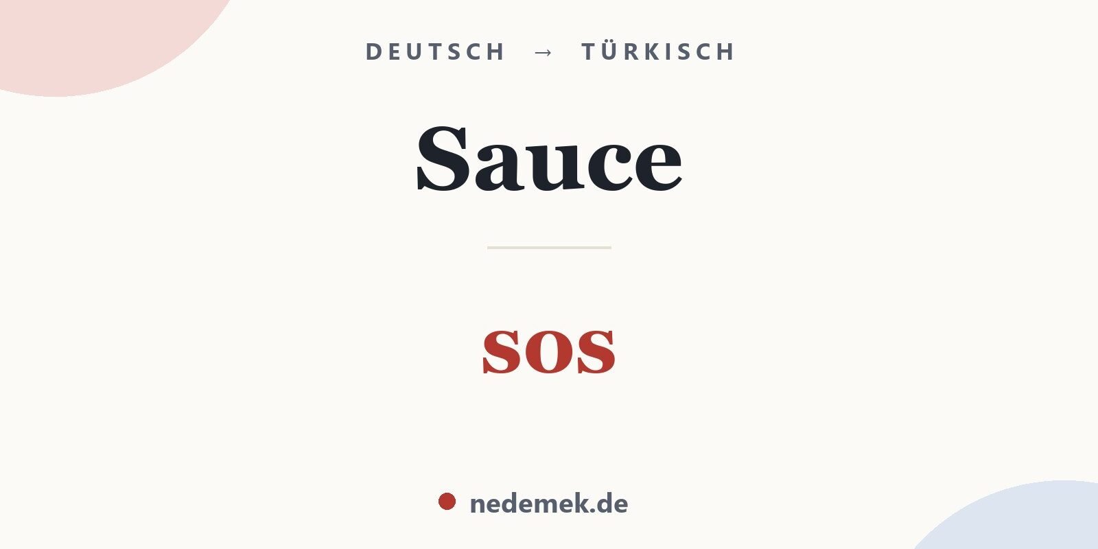 Sauce auf Türkisch: sos