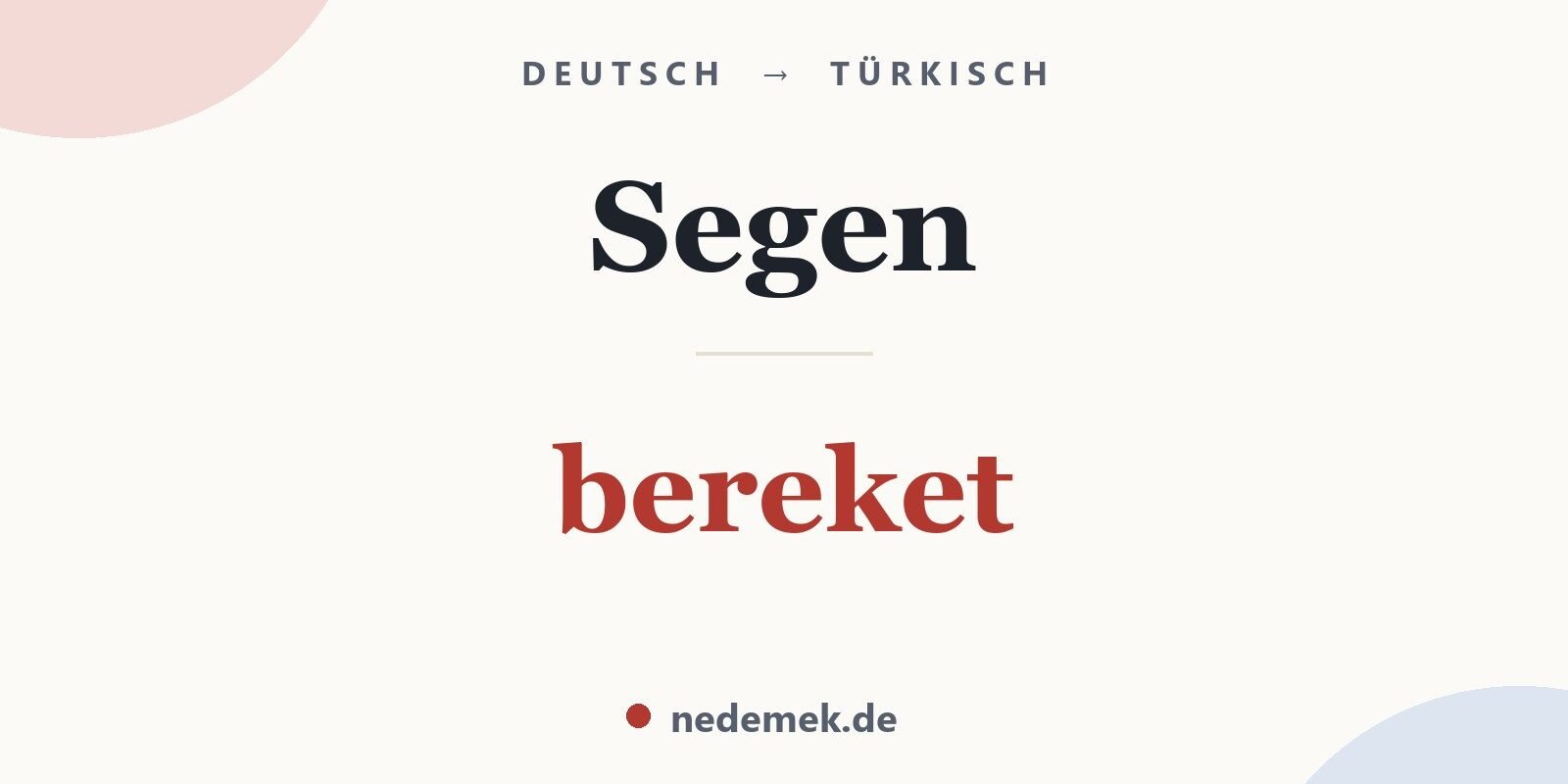 Segen auf Türkisch: bereket
