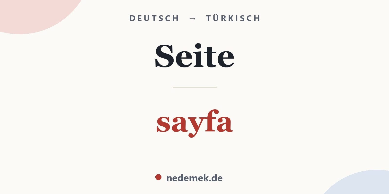 Seite auf Türkisch: sayfa
