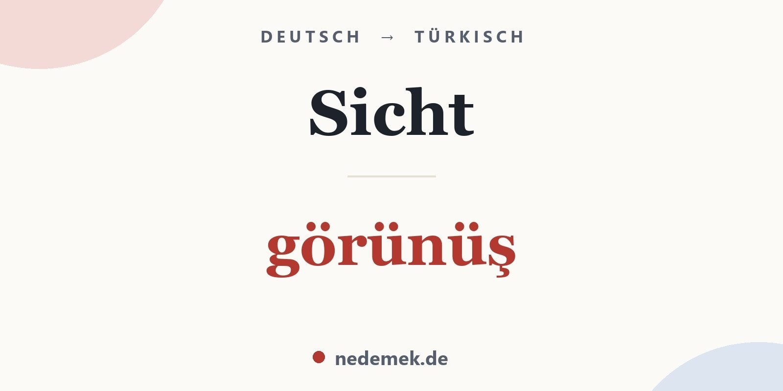 Sicht auf Türkisch: görünüş