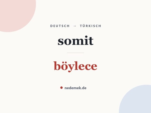 somit auf Türkisch: böylece