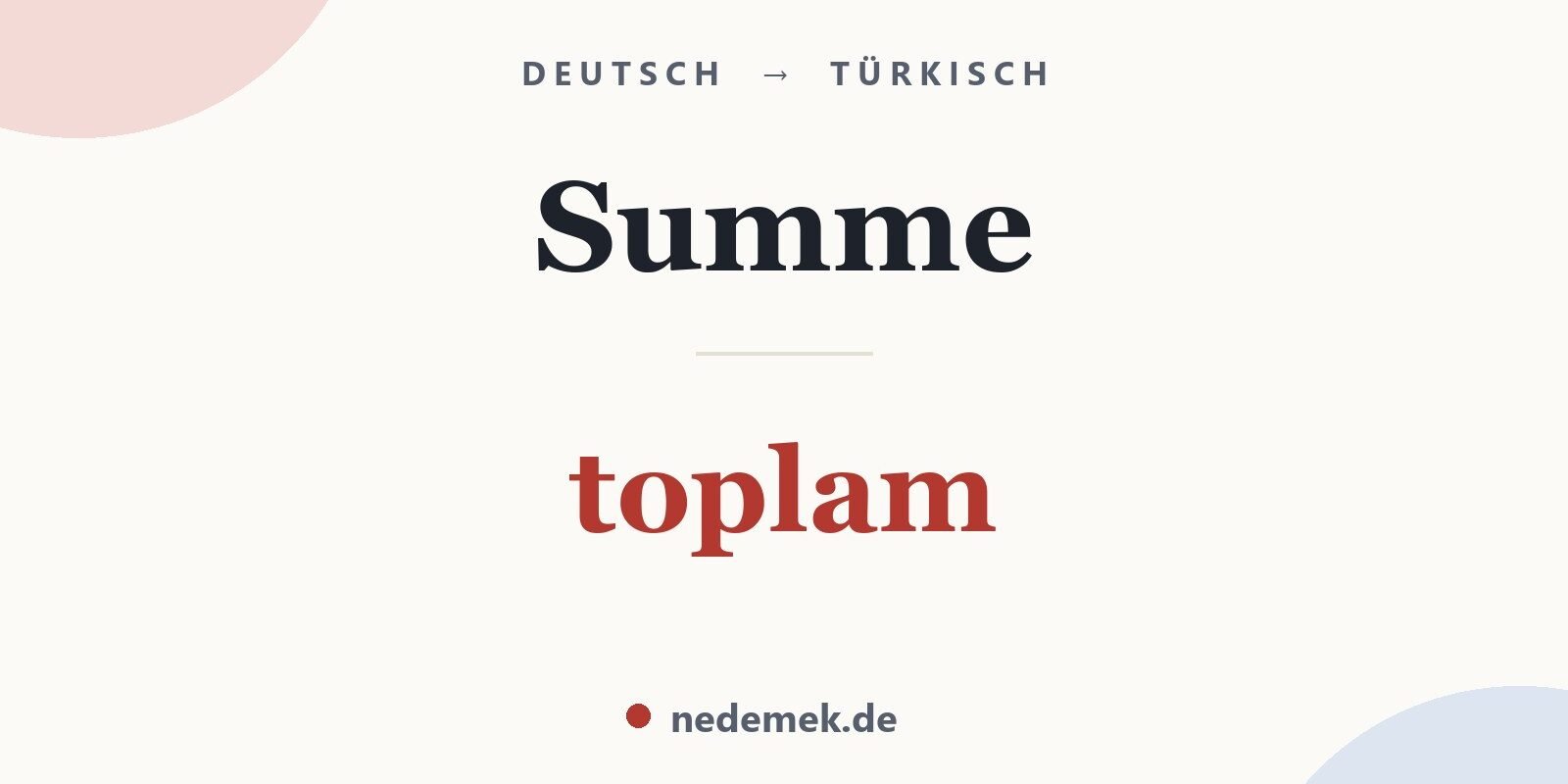 Summe auf Türkisch: toplam