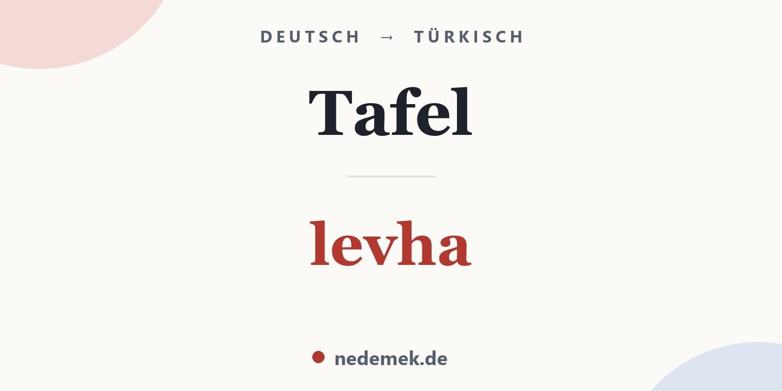 Tafel auf Türkisch: levha