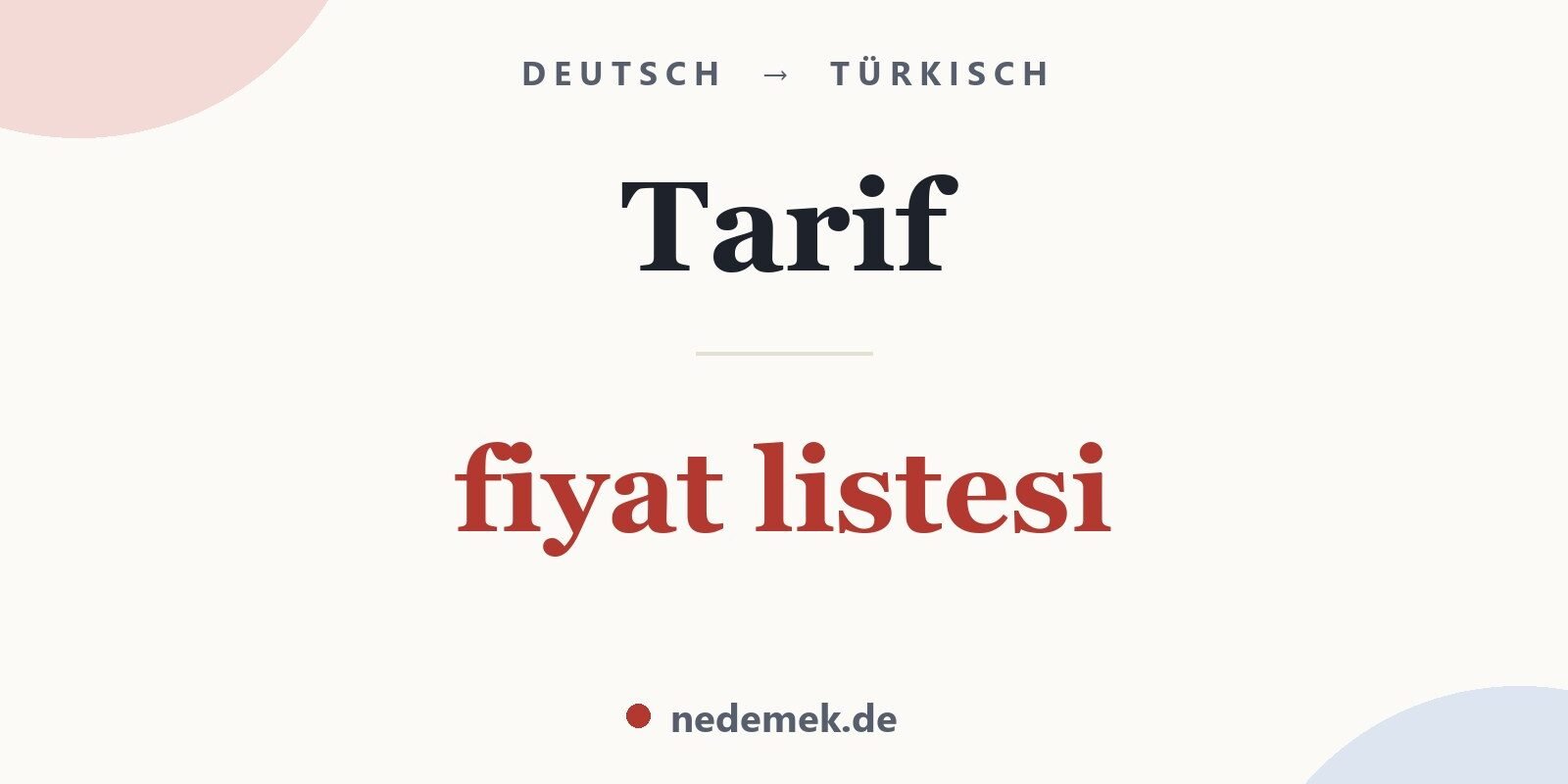 Tarif auf Türkisch: fiyat listesi