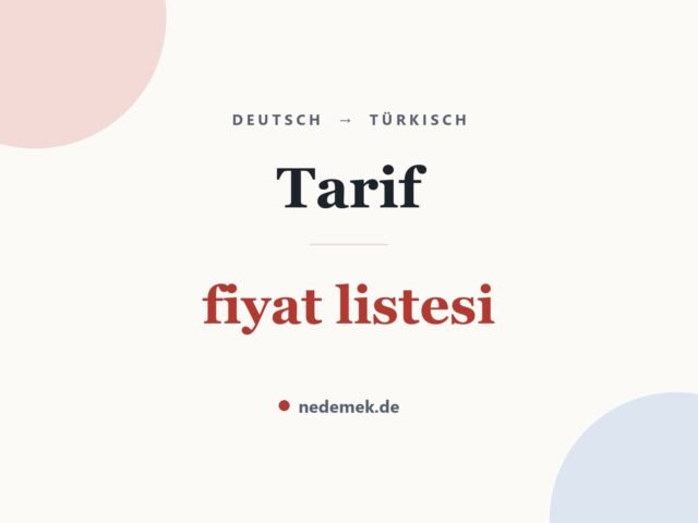 Tarif auf Türkisch: fiyat listesi