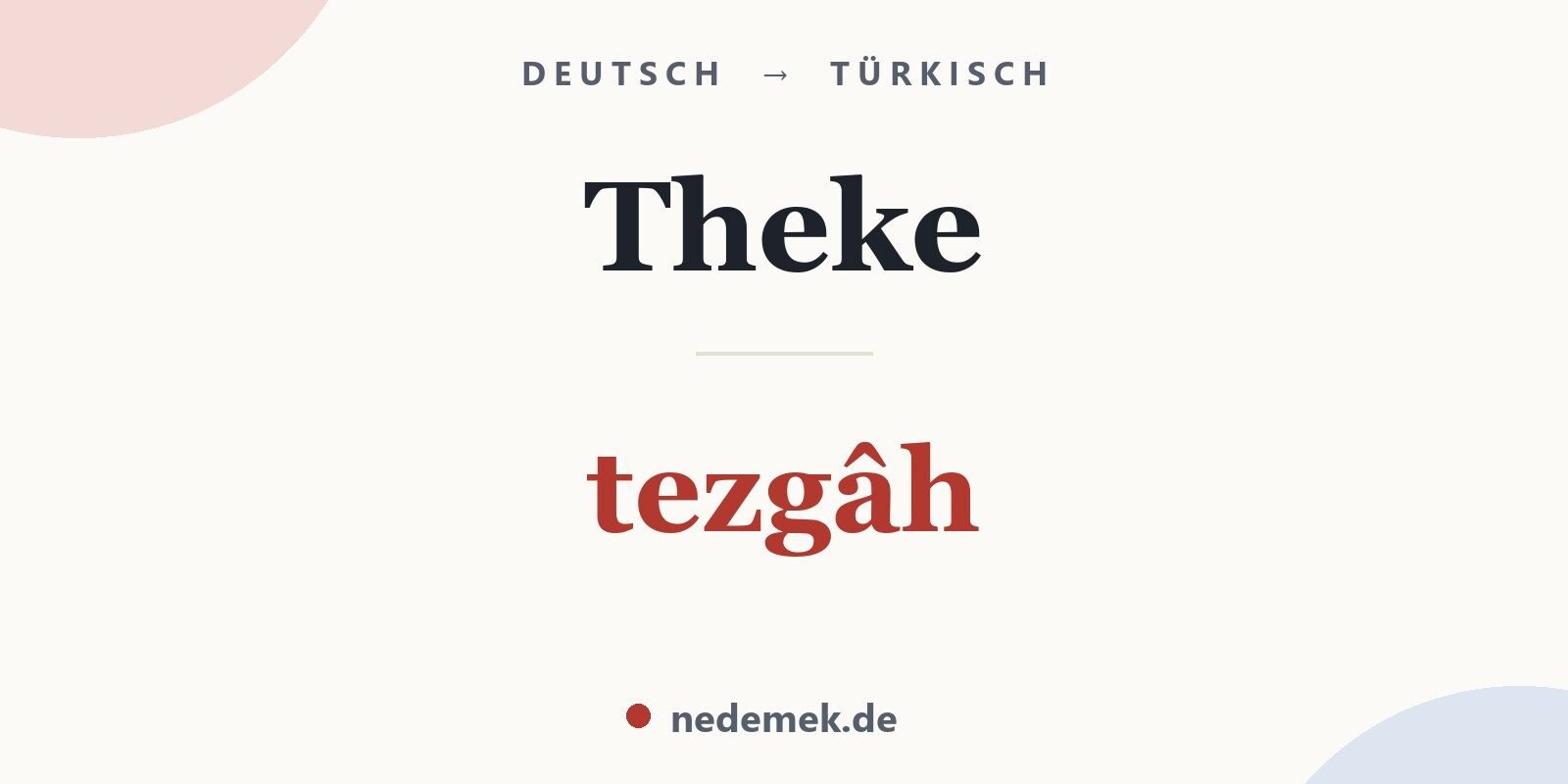 Theke auf Türkisch: tezgâh