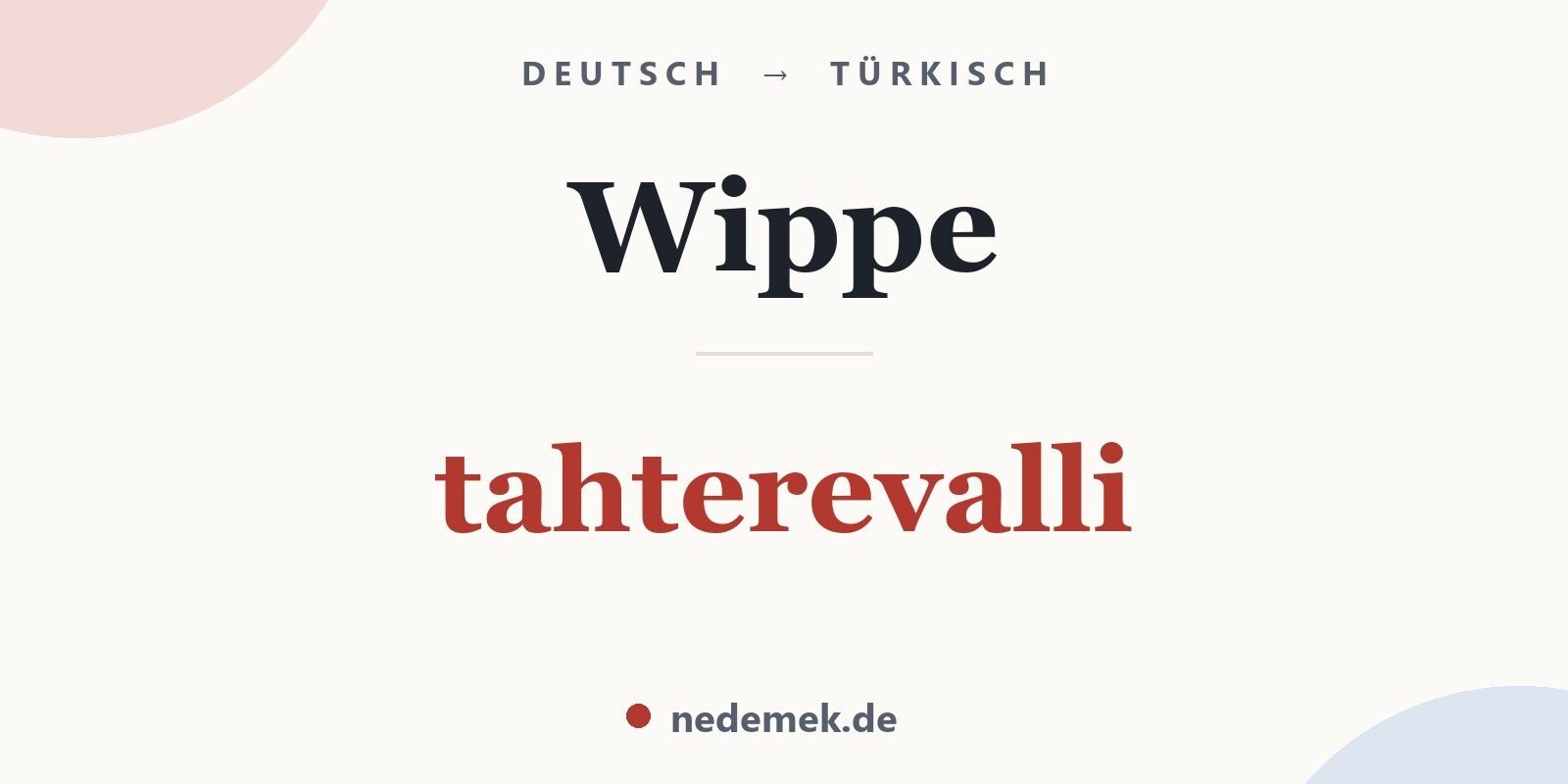 Wippe auf Türkisch: tahterevalli