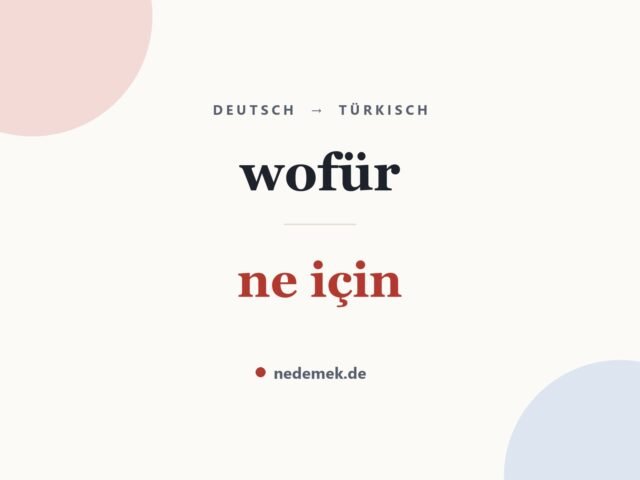wofür auf Türkisch: ne için