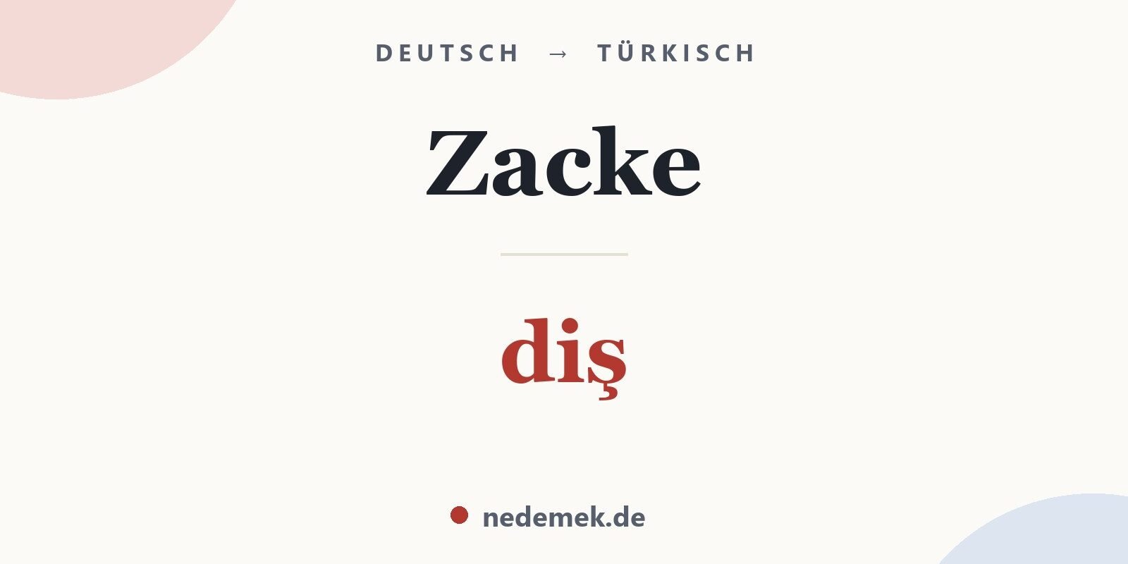 Zacke auf Türkisch: diş