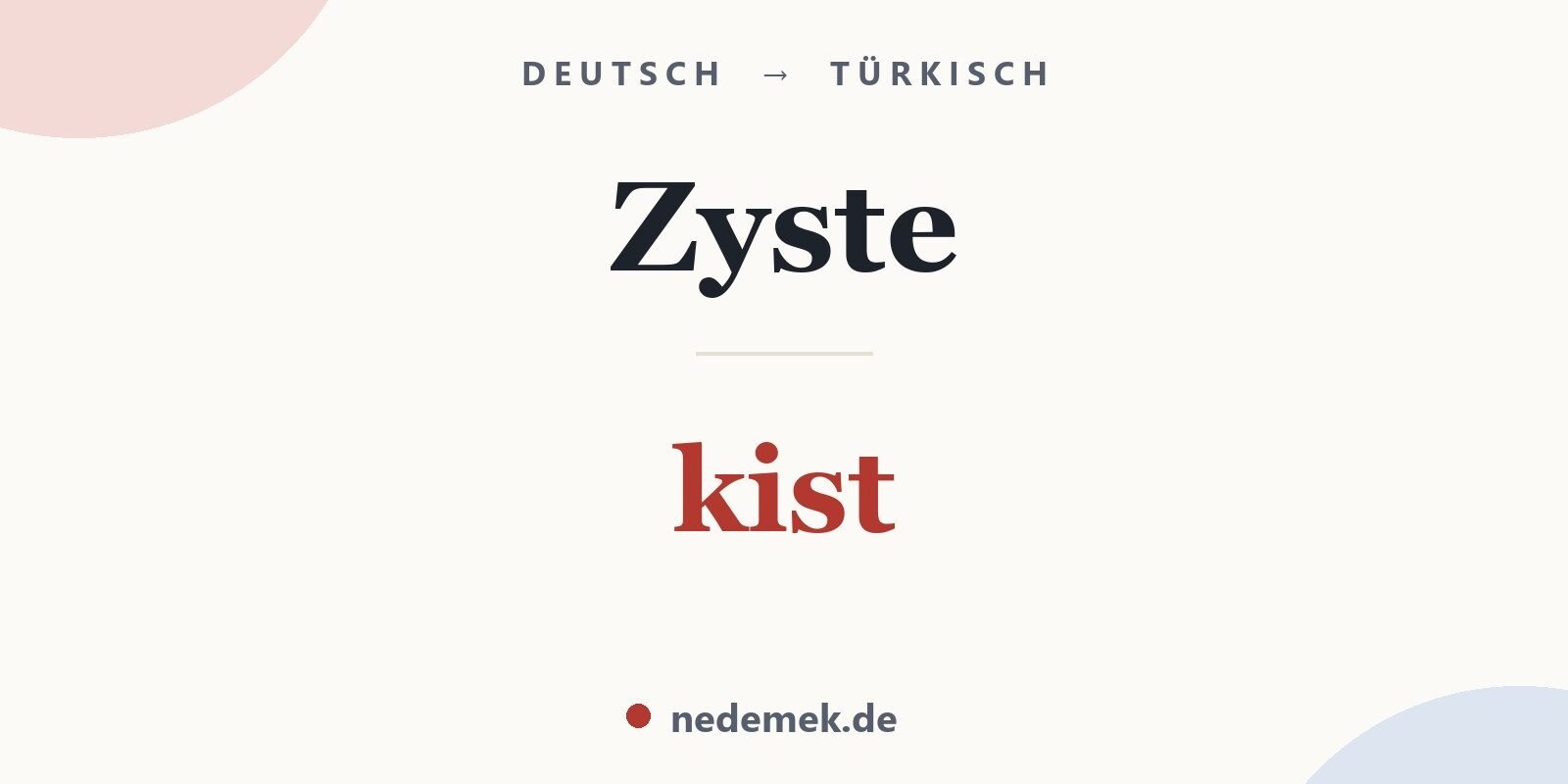Zyste auf Türkisch: kist